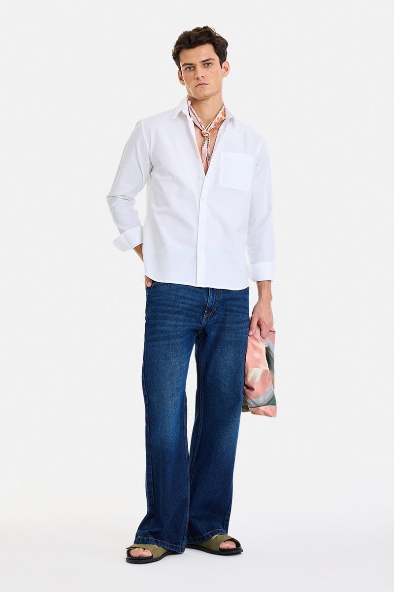 Flared Fit Washed Jeans